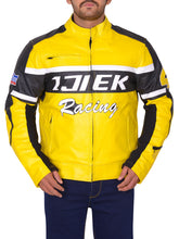 Load image into Gallery viewer, Black &amp; Yellow Biker Real Leather Jacket – Boneshia
