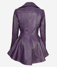 Load image into Gallery viewer, Womens Purple Leather Peplum Jacket
