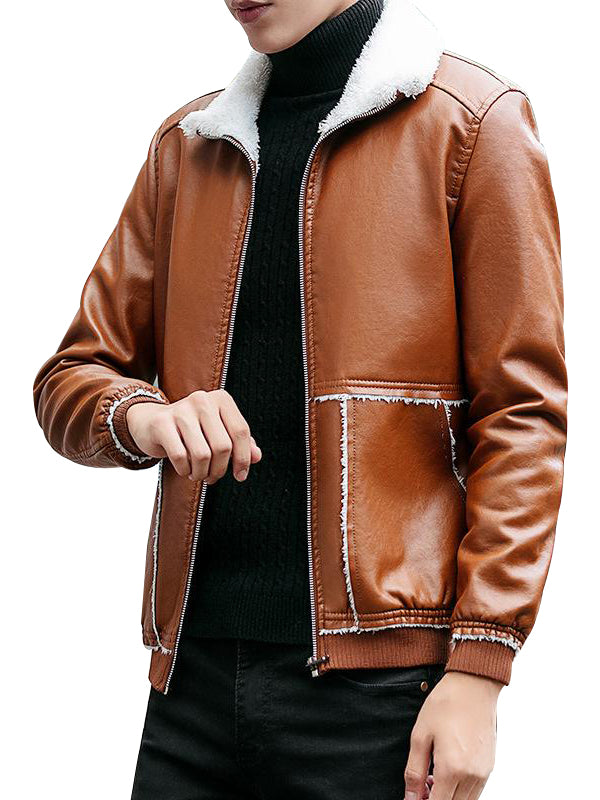 Real Leather Fashion Winter Warm Jacket For Men