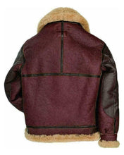 Load image into Gallery viewer, Maroon Fur Shearling B-3 Bomber Real Leather Jacket
