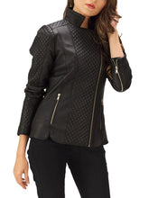 Load image into Gallery viewer, Women&#39;s Quilted Designer Black Leather Jacket
