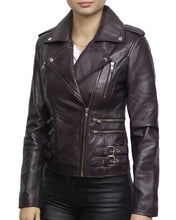 Load image into Gallery viewer, Women&#39;s Purple Designer Biker Jacket
