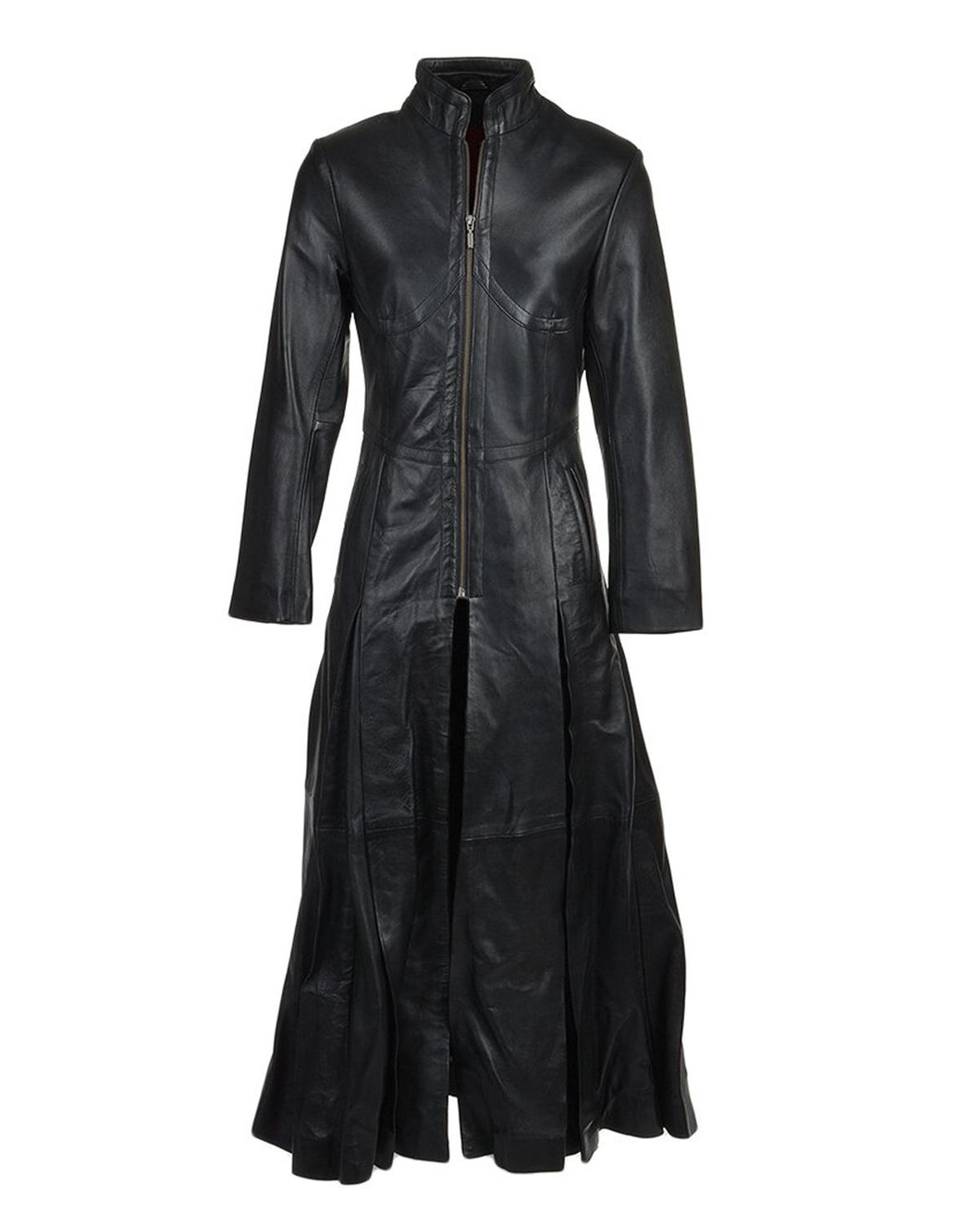Women's Black Long Length Real Leather Coat