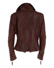 Load image into Gallery viewer, Women&#39;s Stylish Brown Biker Leather Jacket
