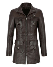 Load image into Gallery viewer, Women&#39;s Gothic Style Mid Length Leather Coat
