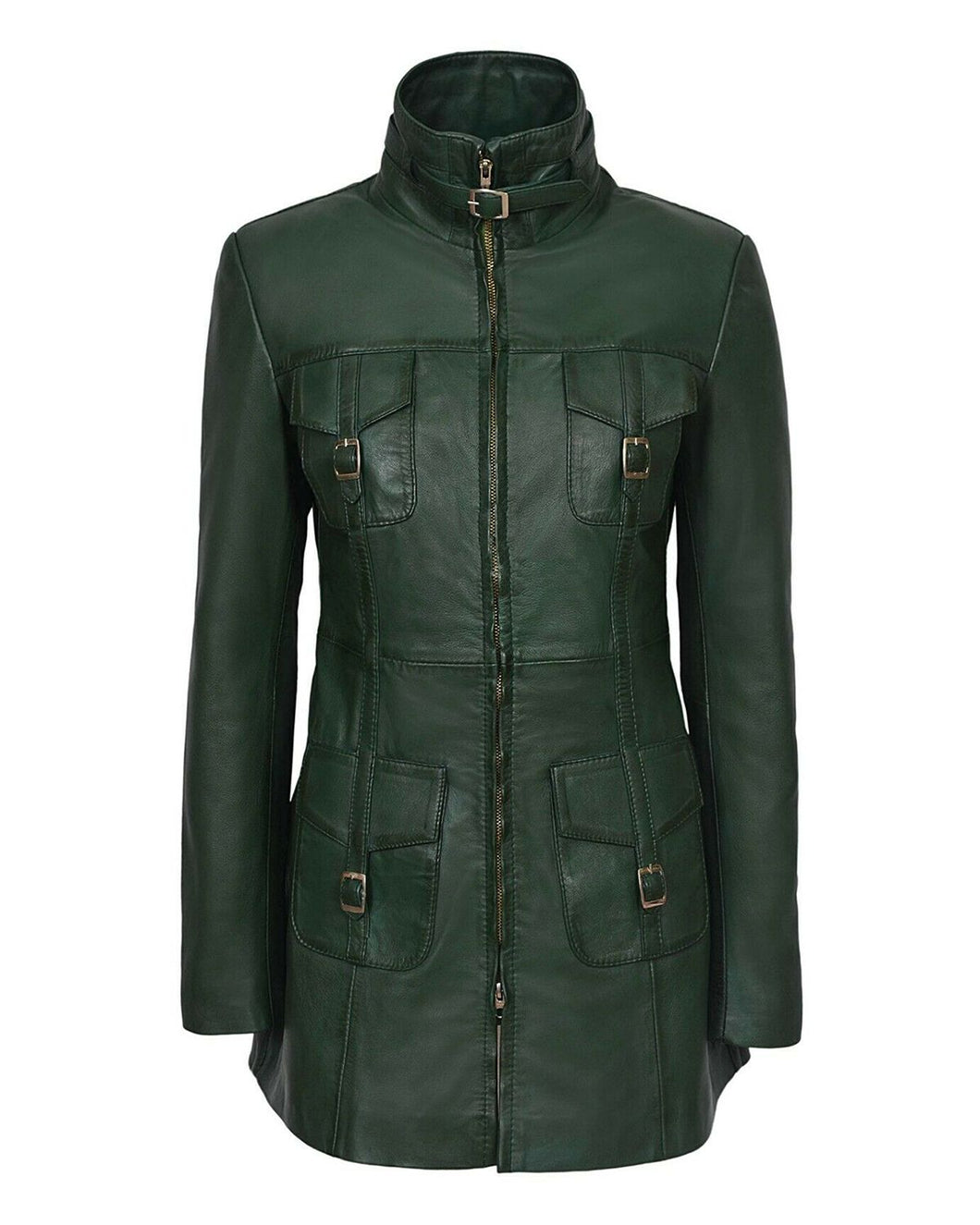 Women's Gothic Style Mid Length Leather Coat