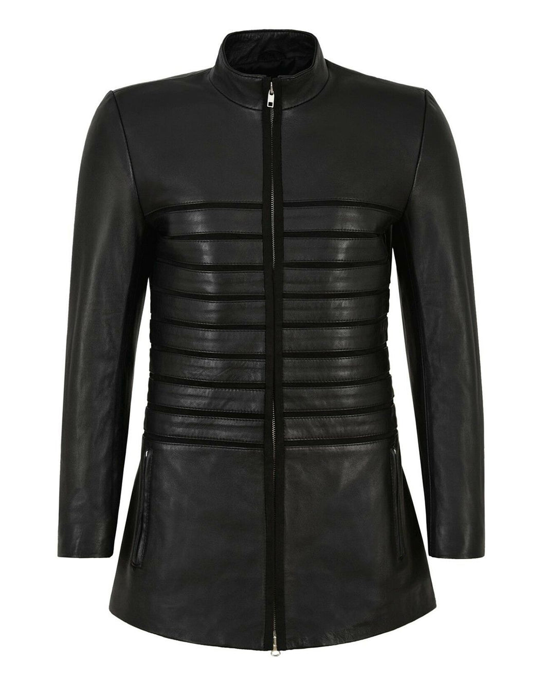 Women's Designer Black Real Leather Coat