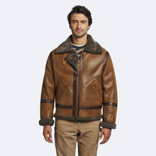 Load image into Gallery viewer, Men&#39;s Vintage Brown Shearling Leather Jacket
