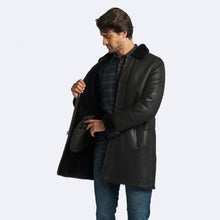 Load image into Gallery viewer, Men&#39;s Authentic Black Shearling Leather Coat
