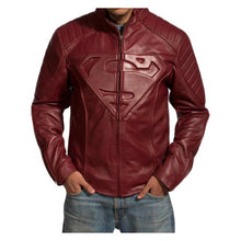 Load image into Gallery viewer, Superman Smallville Clark Kent Tom Welling Real Red Leather Jacket
