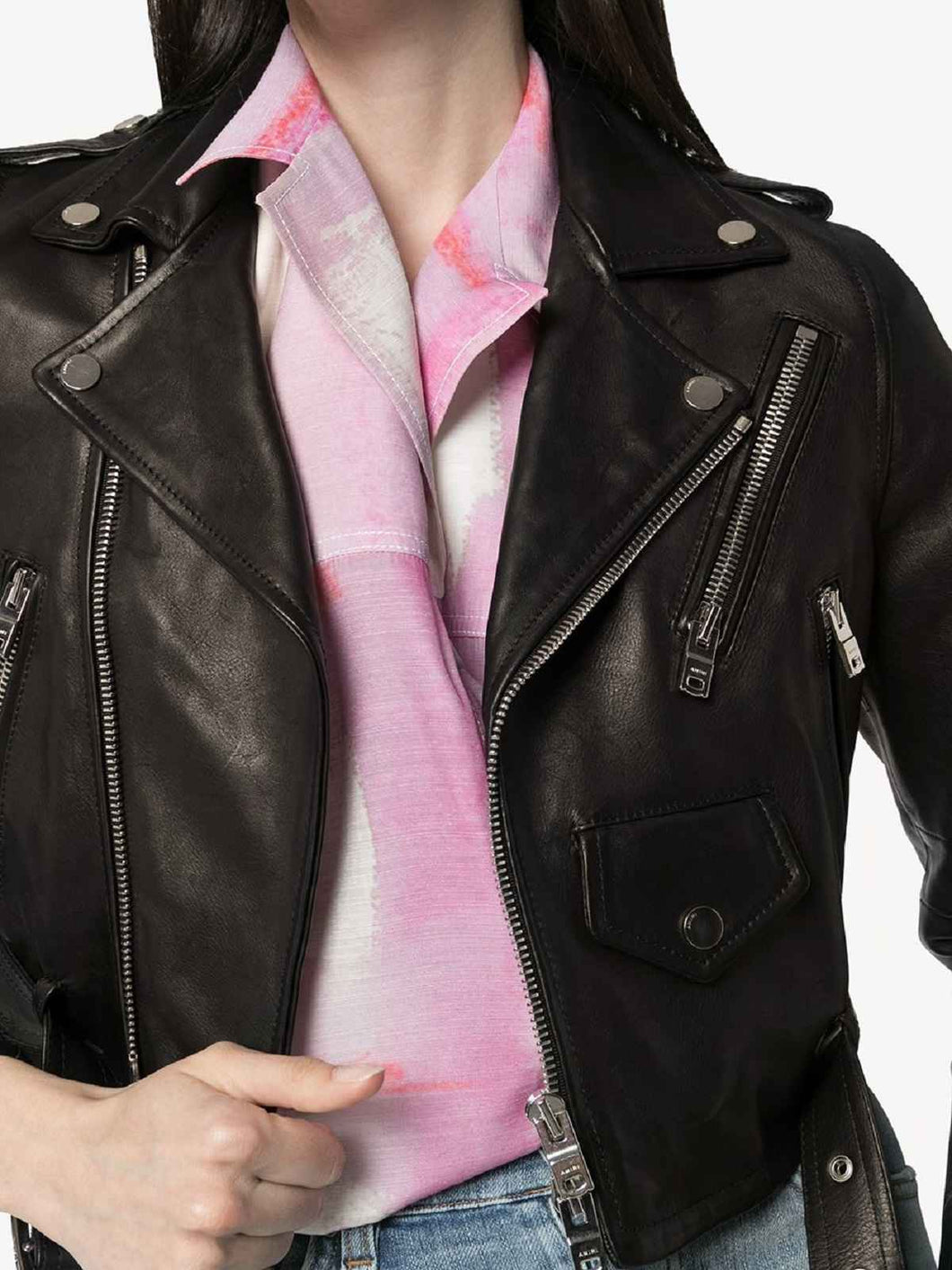 Trendy Black Asymmetric Leather Jacket For Women – Boneshia