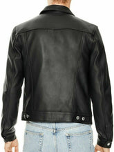 Load image into Gallery viewer, New Men Black Leather Button Closure  Biker Jacket
