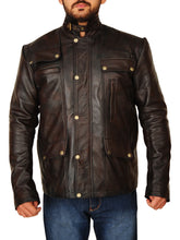 Load image into Gallery viewer, Mens Dark Brown Leather Jacket – Boneshia
