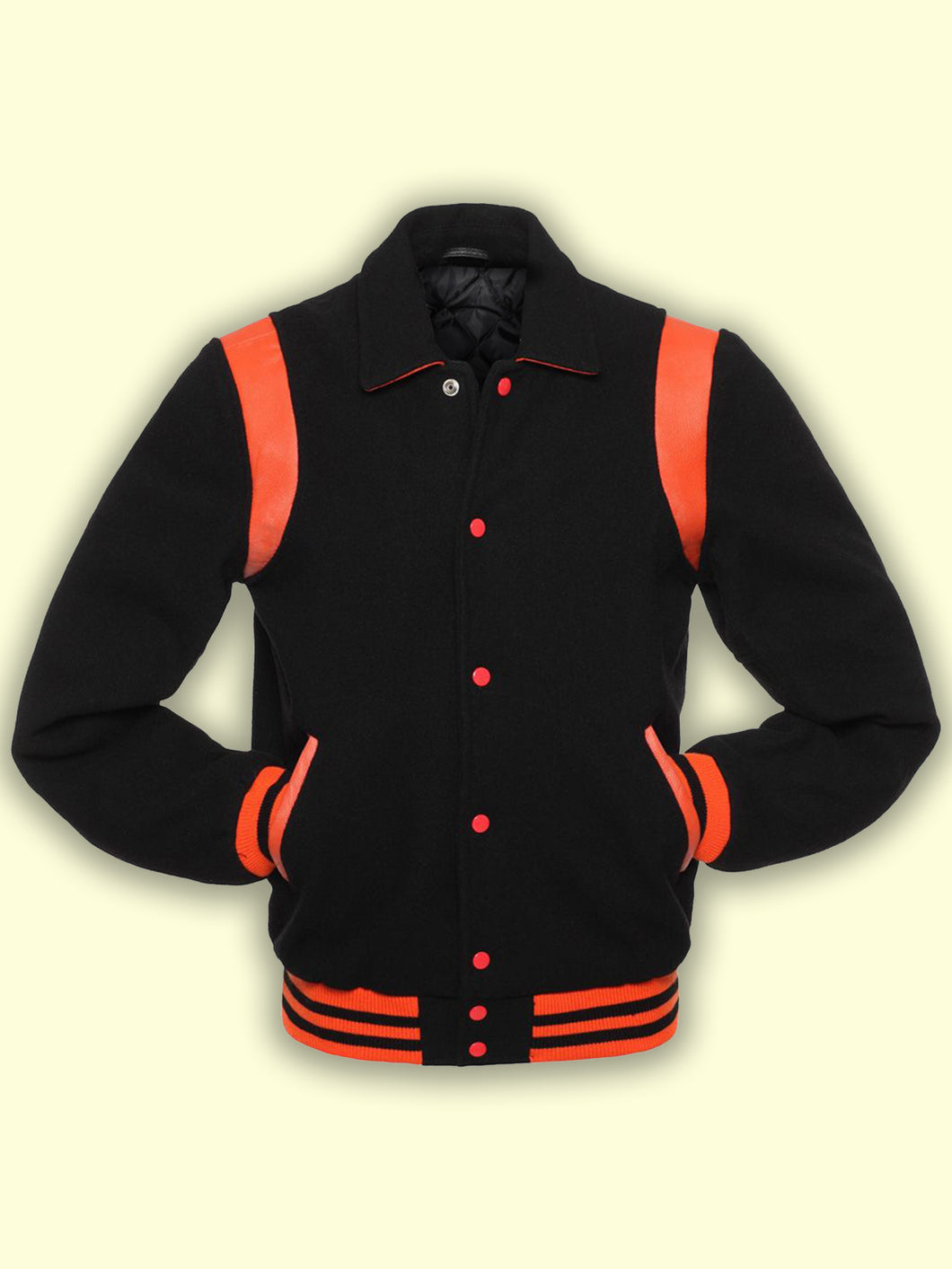 Black With Orange Varsity Jacket – Boneshia