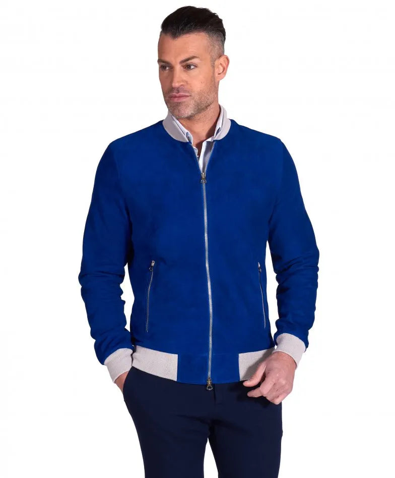 Men's Highstreet Blue Suede Leather Jacket