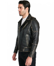 Load image into Gallery viewer, Black Leather Jacket with Functional Zipper - Boneshia
