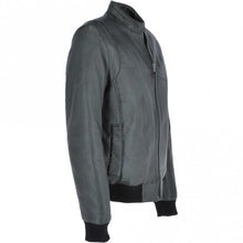 Load image into Gallery viewer, Vintage Leather Bomber Racing Grey Jacket

