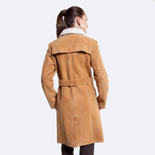 Load image into Gallery viewer, Womens Bright Tan Shearling Leather Coat
