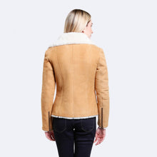 Load image into Gallery viewer, Women&#39;s Classic Tan Shearling Leather Jacket
