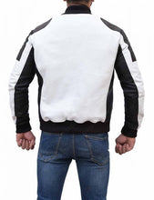 Load image into Gallery viewer, Men Black and White Moto Jacket
