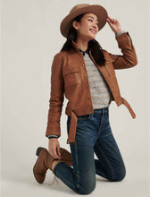 Load image into Gallery viewer, Womens Brown Real Leather Cowgirl Jacket – Bomeshia
