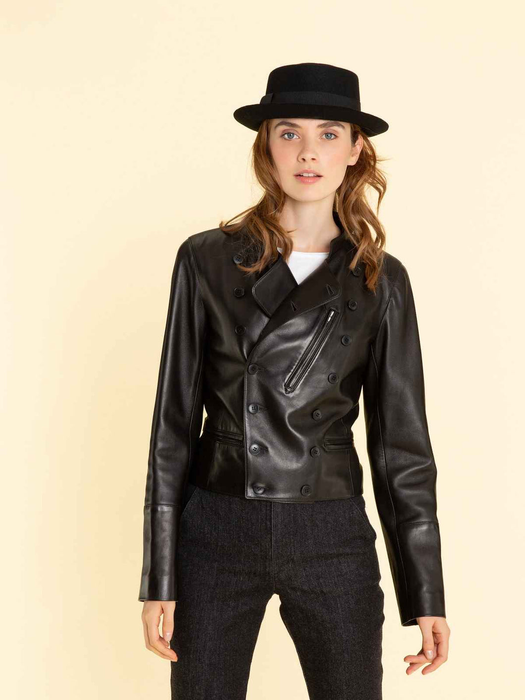 Women Dapper Leather Jacket- Boneshia