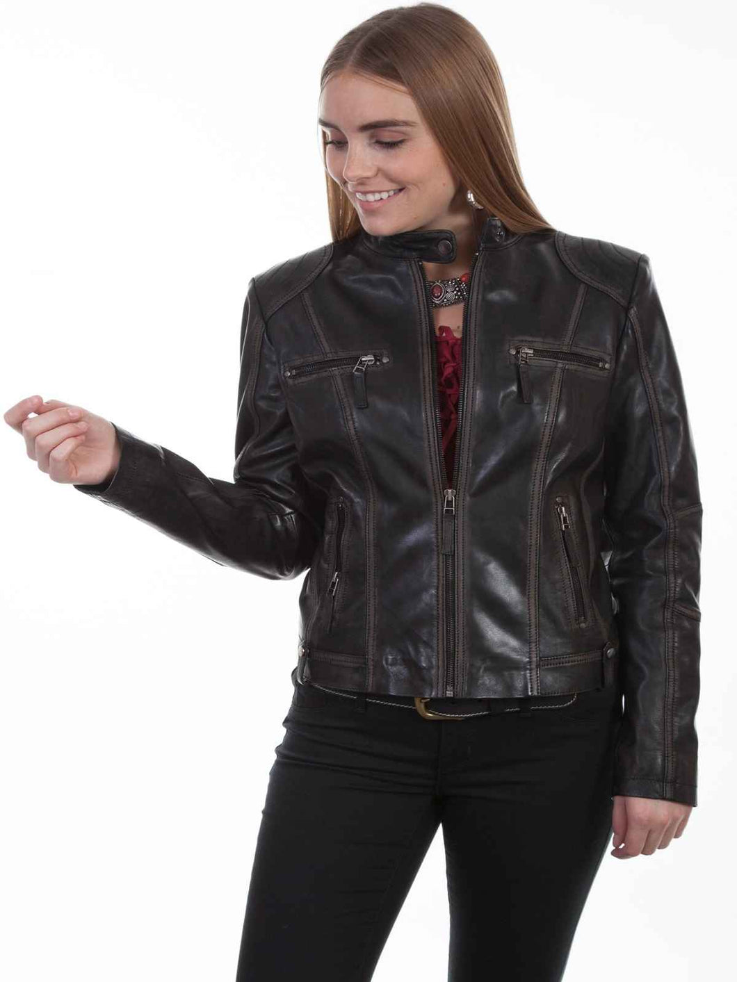 Stylish Women Vintage Leather Jacket - Boneshia.com