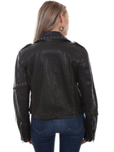 Load image into Gallery viewer, Women Black Studded Biker Jacket
