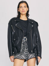 Load image into Gallery viewer, Womens Black Balted Leather Jacket
