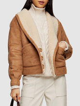 Load image into Gallery viewer, Womens Dashing Brown Shearling Faux leather Shearling Jacket
