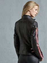 Load image into Gallery viewer, Womens Black Moto Real Leather Biker Jacket
