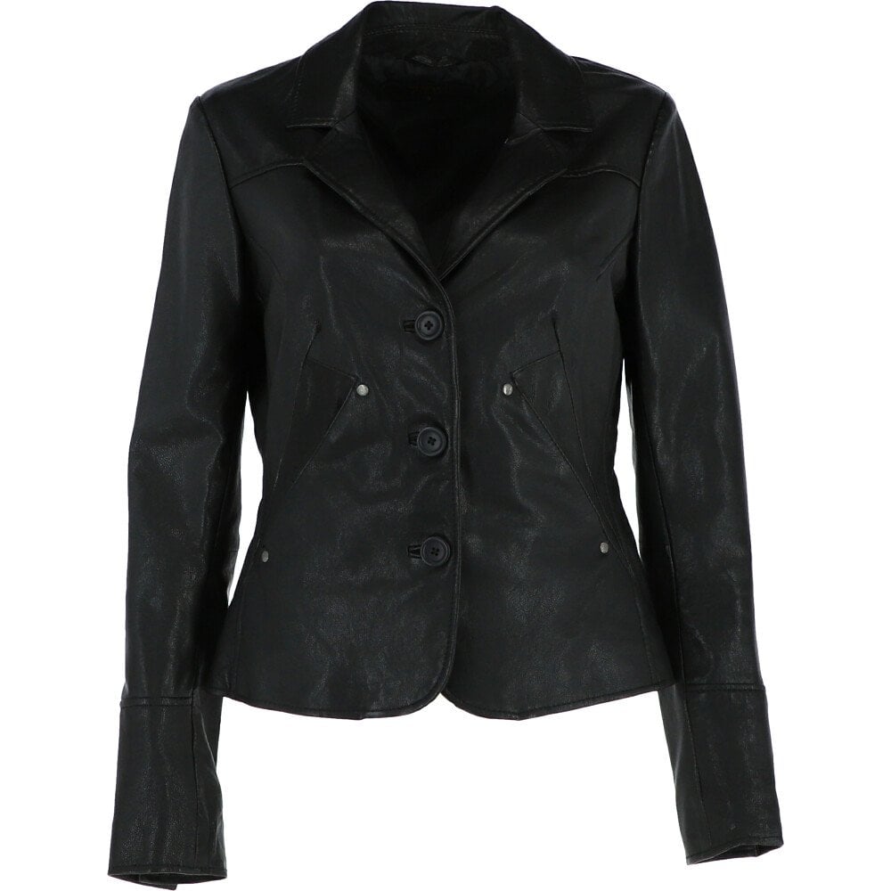 Women's Short Leather Blazer Jacket